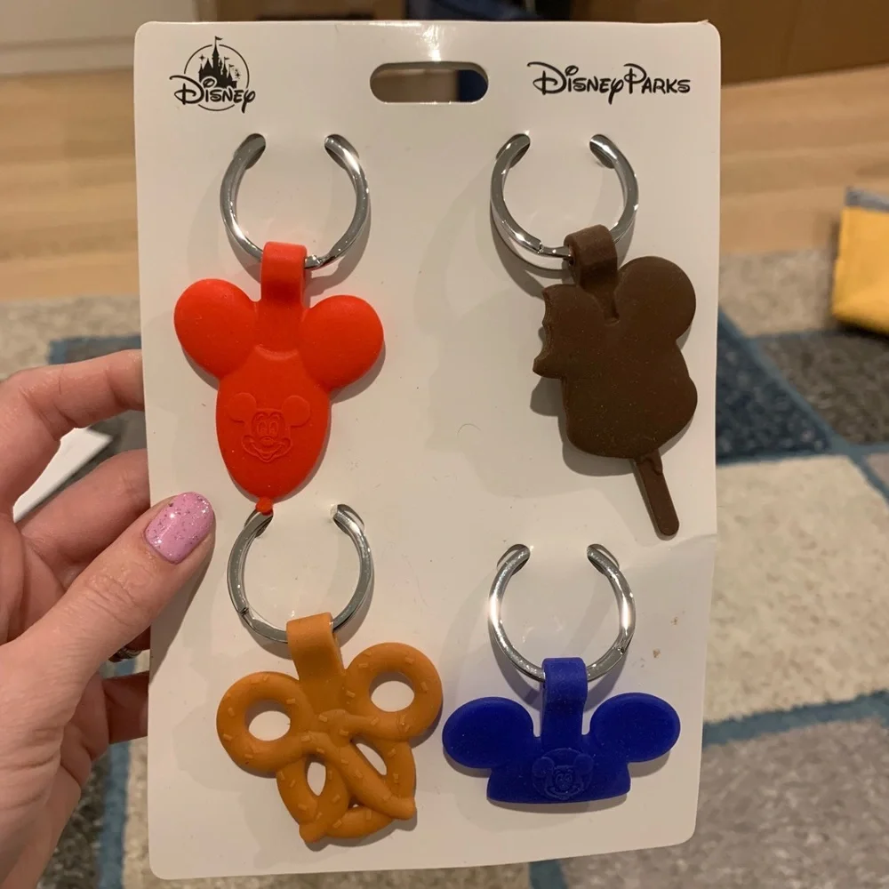 Disney Park Icons Silicone Key Chains Mickey Balloon Bar Ears Hat Pretzel